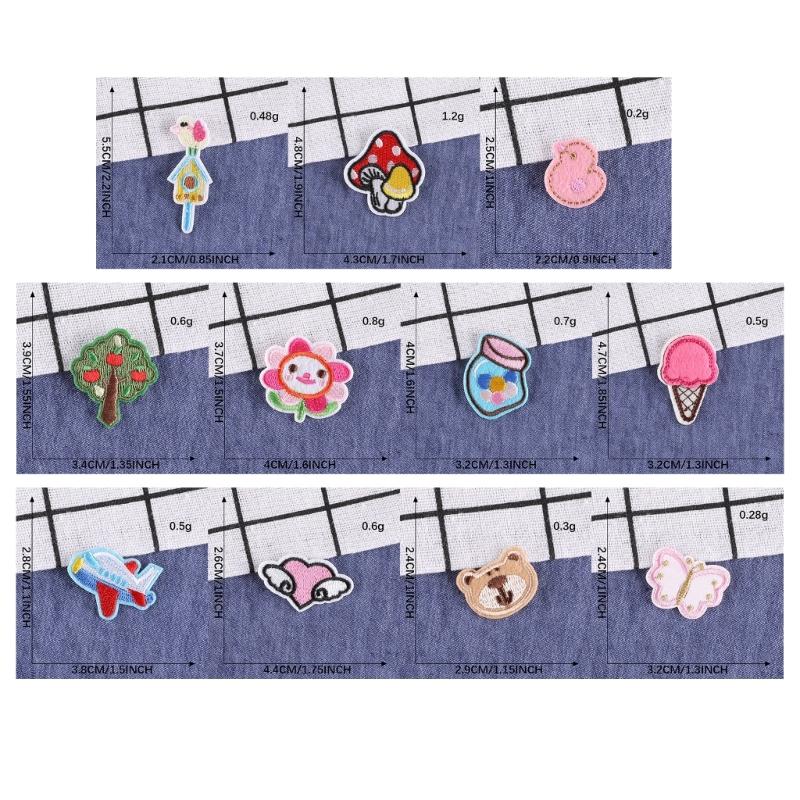 38 Pcs Strawberry Embroidered Patches Iron On Patches Mushroom Repair Patches Bees Sewing Patches for Clothes Bag