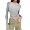 Spring & Fall New Arrival Cross-Border Fashion Round Neck Tight Casual and Comfortable Raglan Long Sleeves T-shirt Pure Color Silm Pullover Base