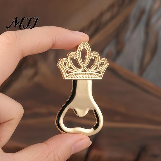 Heavy-duty Bottle Opener Electroplated Crown Shape Jar Opener, Multi Function Smooth Edges Lid for Various Caps