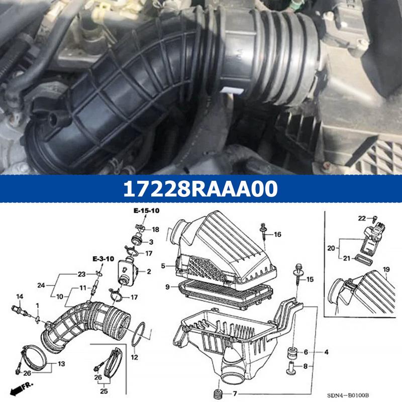 Car Air Intake Tube Cleaner Hose Engine Air Flow Tube Air Cleaner Pipe Intake Throttle Body Hose For Honda Accord 2003-2007 2.4L