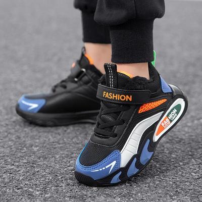 Boys' Winter 2025 Thickened Basketball Shoes - Warm Cotton with Trendy Velvet for Middle and Big Kids