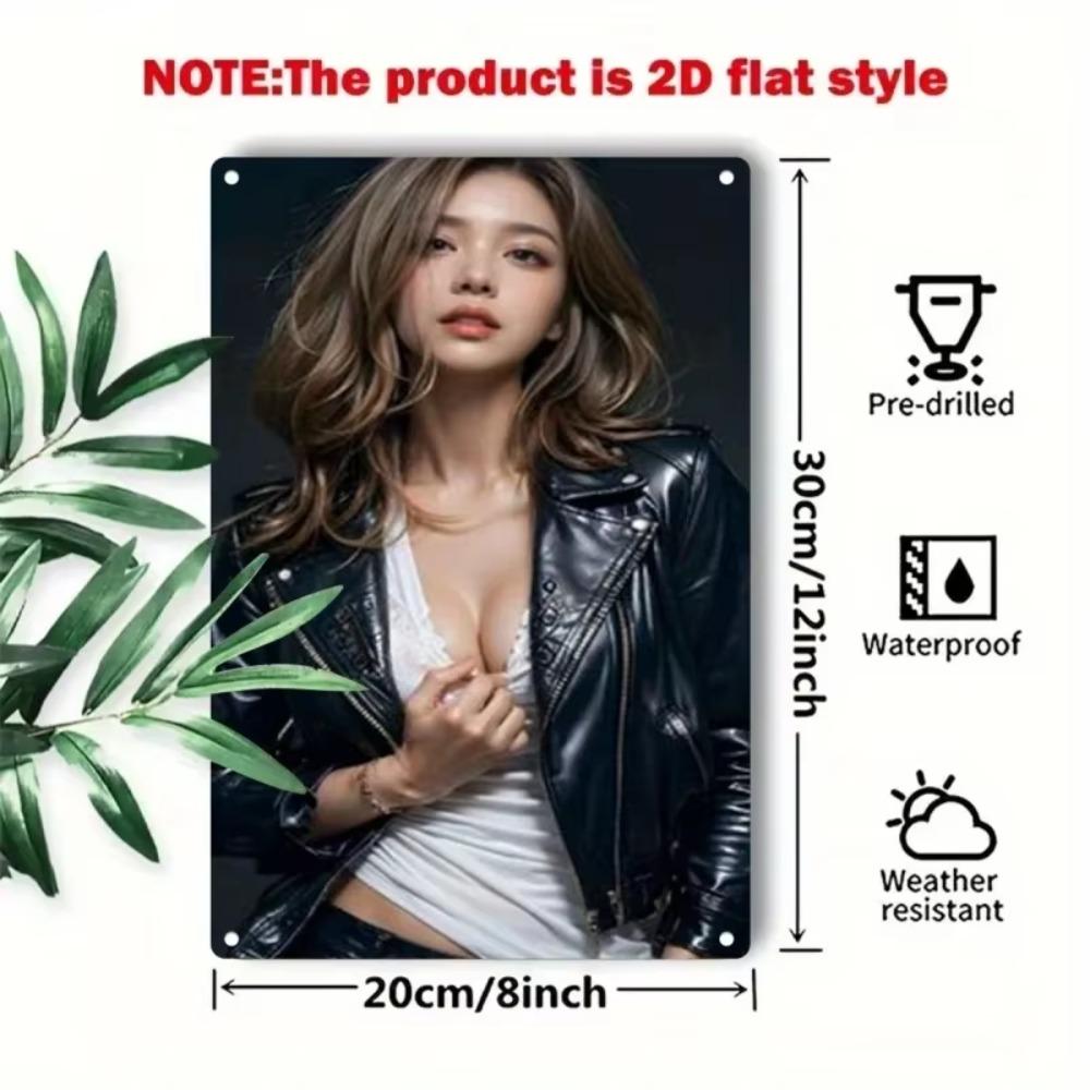Metal Sign Wall Art Elegant Portrait Poster Iron Home Office Decor Christmas Gift