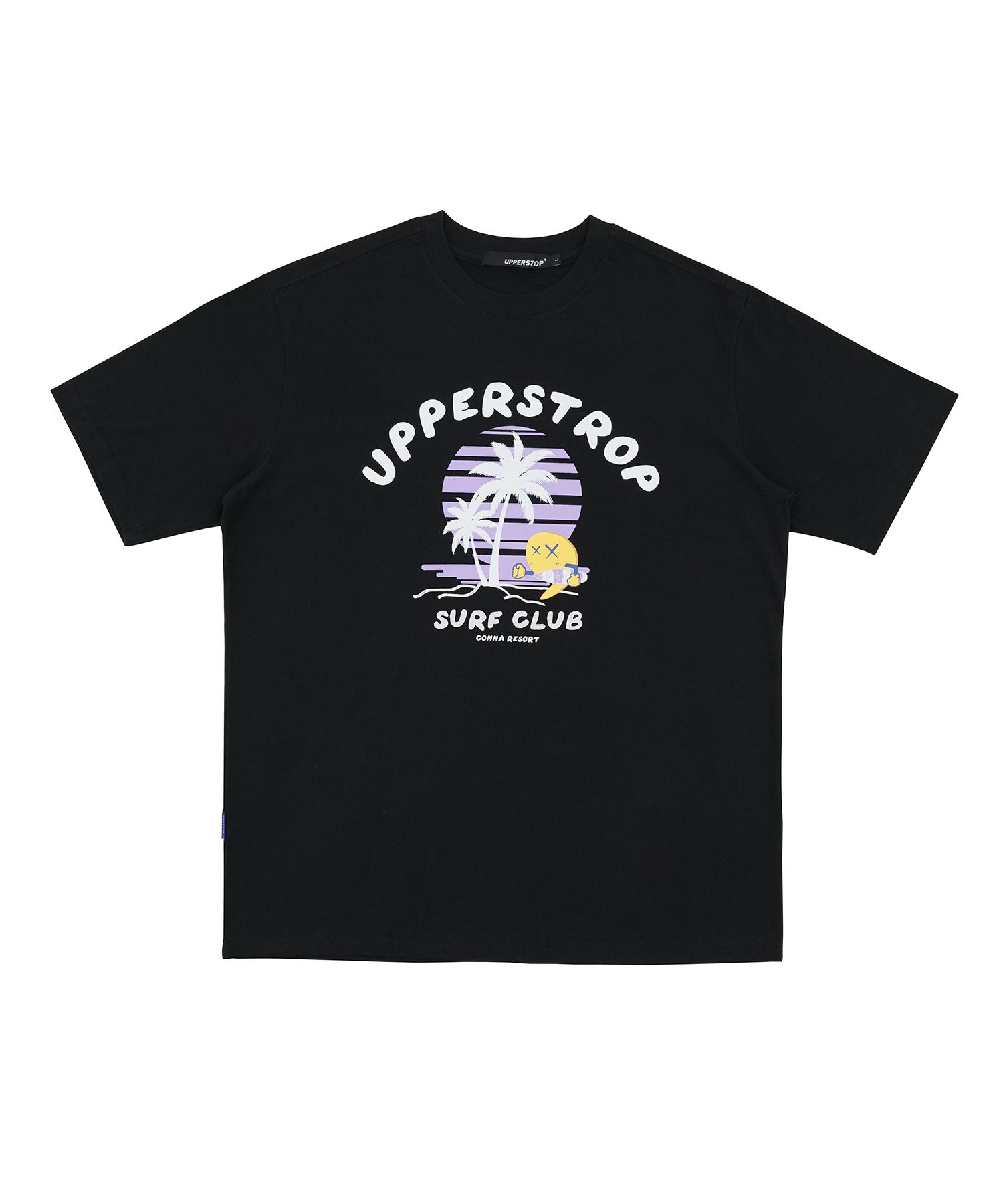 Upper Strop [Up9603] Surf Club Beach Palm Tree T-Shirt Black L