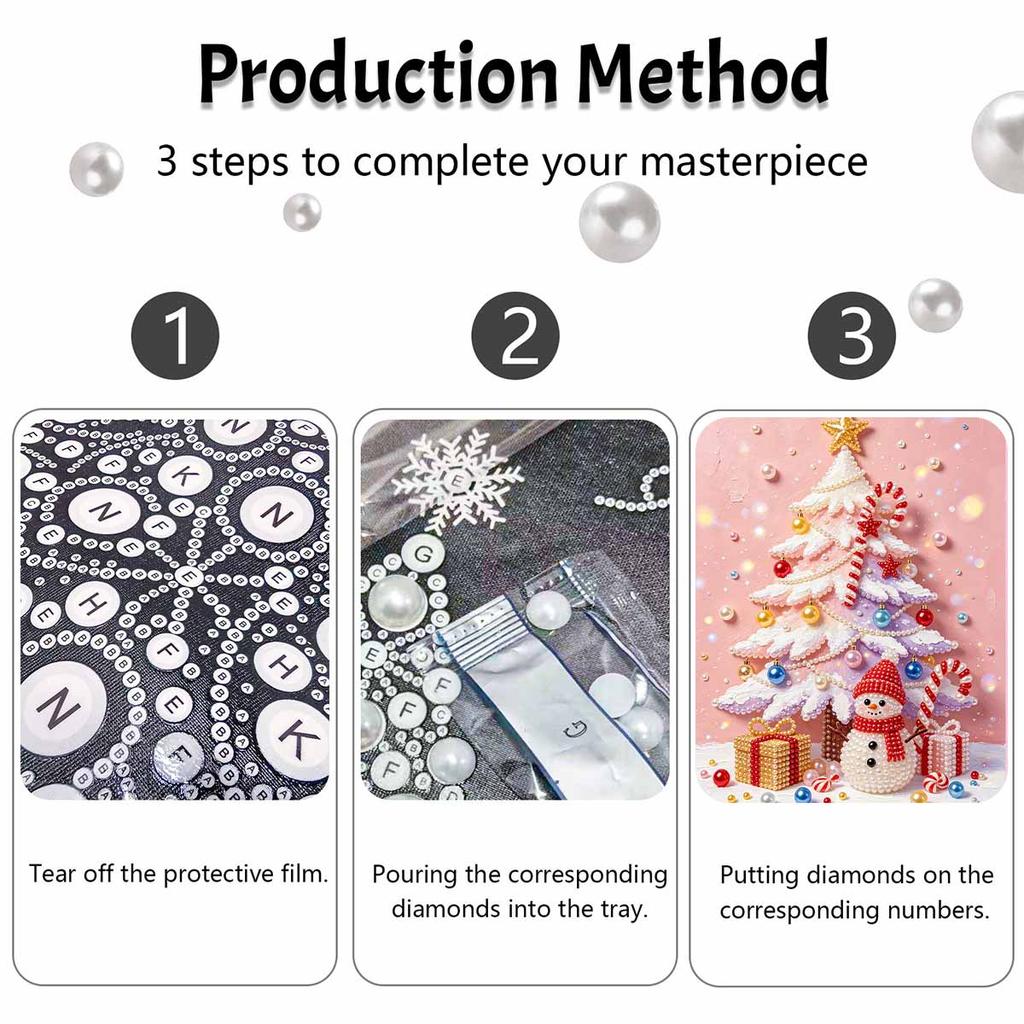 Weihnachts-Perlenmalset Handgemachtes DIY Rosa Schneemann und Baum Heimdekoration Malerei