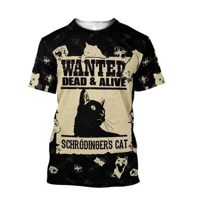 Summer Fashion Funny Animal Cat Graphic T Shirts Men Casual Hip Hop Personality Street Style Printed Round Neck Short Sleeve Tee