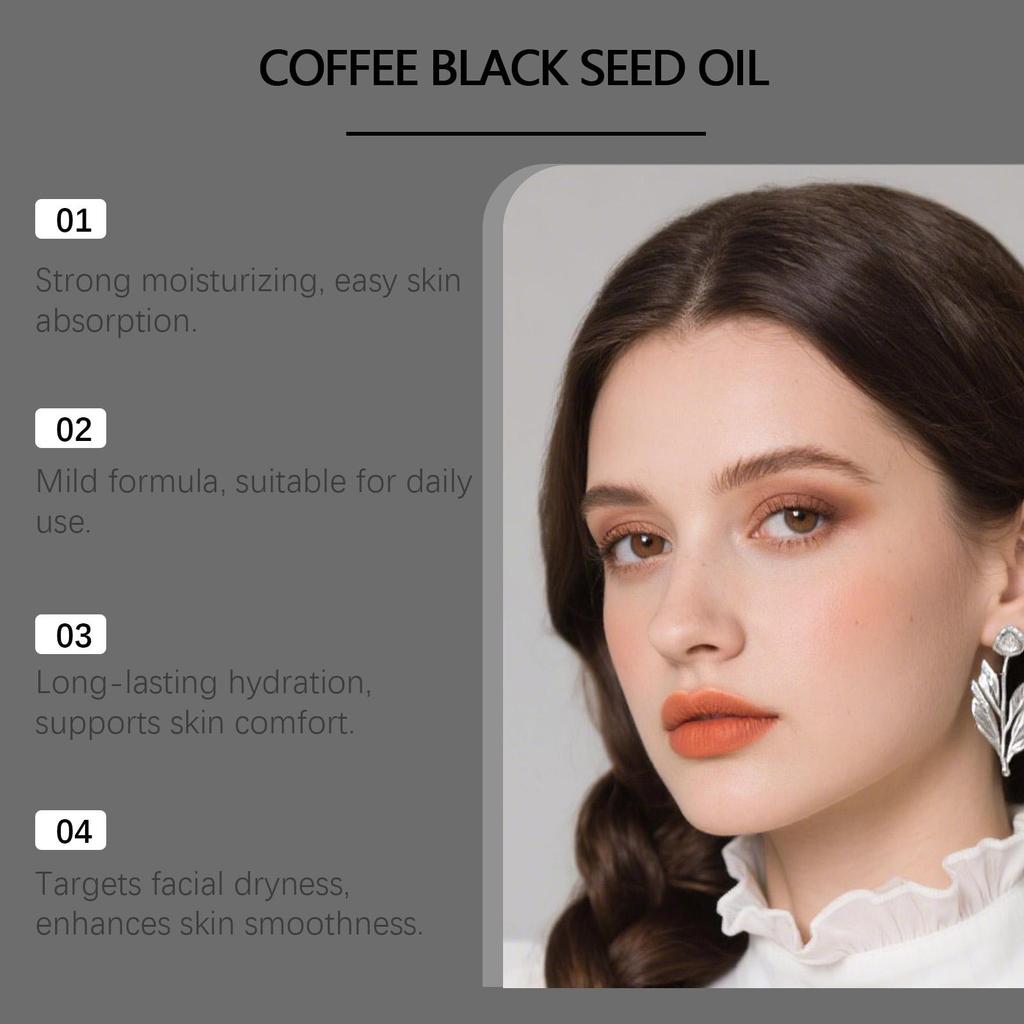 Coffee Black Seed Oil Deep Hydration Face Rejuvenation Soft Smooth Skin Barrier Repair Improve Dryness Anti-Wrinkle Facial Oil