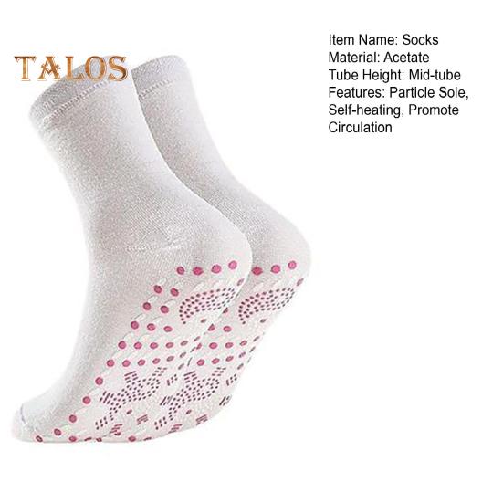 1 Pair Winter Heated Socks Particle Sole Massage Promote Circulation Self-heating Socks Mid-tube High Elasticity Warm Slipper Socks