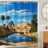 Open 1Pcs Desert Oasis Theme Digital Printed Shower Curtain, Polyester Fabric Shower Curtain, Bathroom Accessories, Home Decor