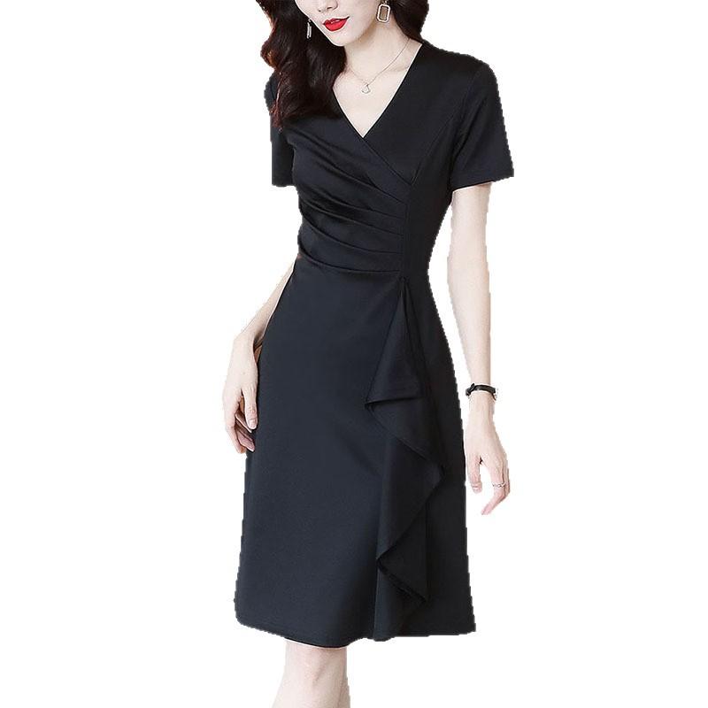Retro irregular medium and long dress, high-end dress, women's summer design, meat-covering and thin A-word skirt