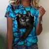 ქალის გრძელმკლავიანი მაისური Kawaii Cat Graphic 3D Print Tees Harajuku Casual Tops Autumn O Neck Pullover ქალის თავისუფალი ტანსაცმელი
