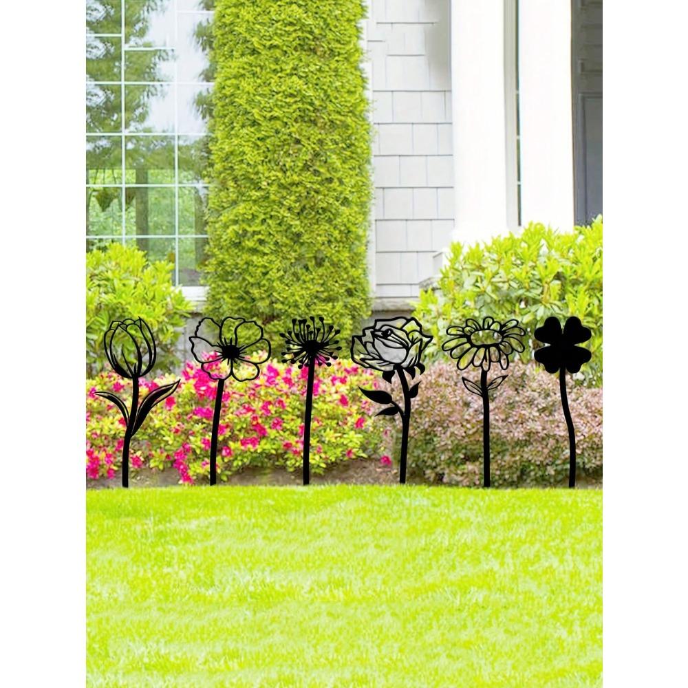 Vintage Iron Garden Stakes, Self-Standing Metal Yard Ornaments, Floral Outdoor Decor for Spring, Valentine's Day Gift, No Battery Needed