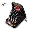 Solid Color Slim Wallet Card Wallet Thin Credit Holder with ID Window Portable Business Case Zip Closure Faux Leather Pouch for Cash Cards
