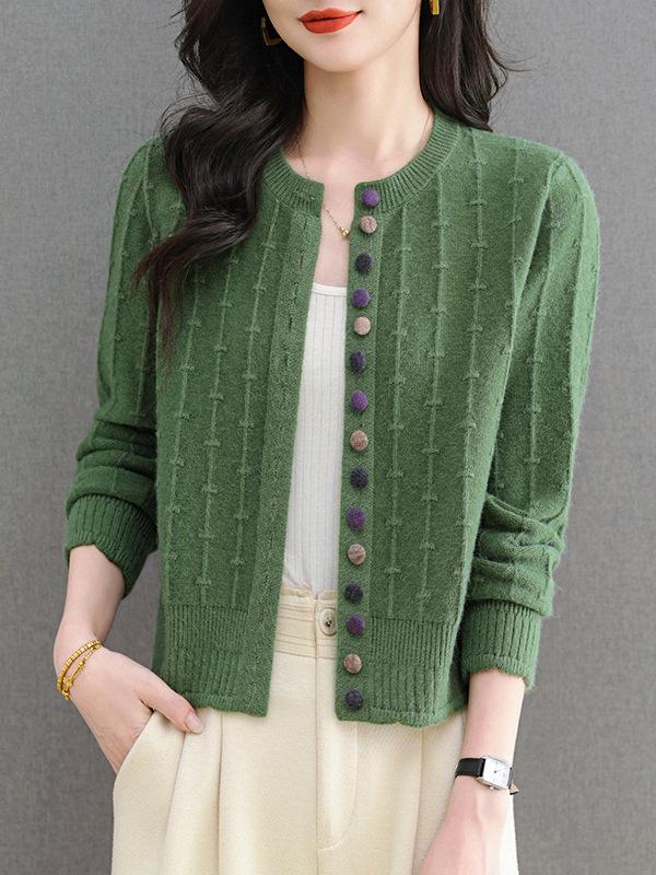 Counter Brand Women's Wool Knit Cardigan Short Jacket - Loose Fit, Autumn/Winter 2025 Style
