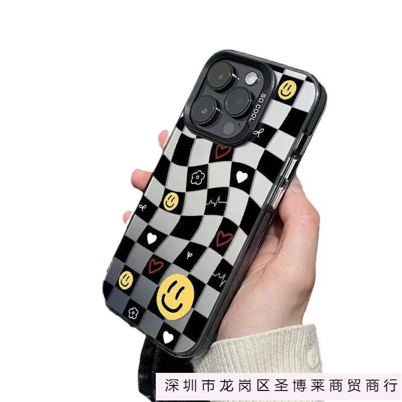 Smile grid is suitable for 16promax Apple mobile phone case iphone15 personality 14plus Europe, America, 13 niche 12
