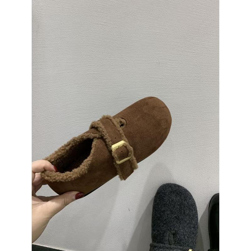 Retro Fleece Shoes for Women's Autumn and Winter New Thick-soled Full-fit Single Shoe