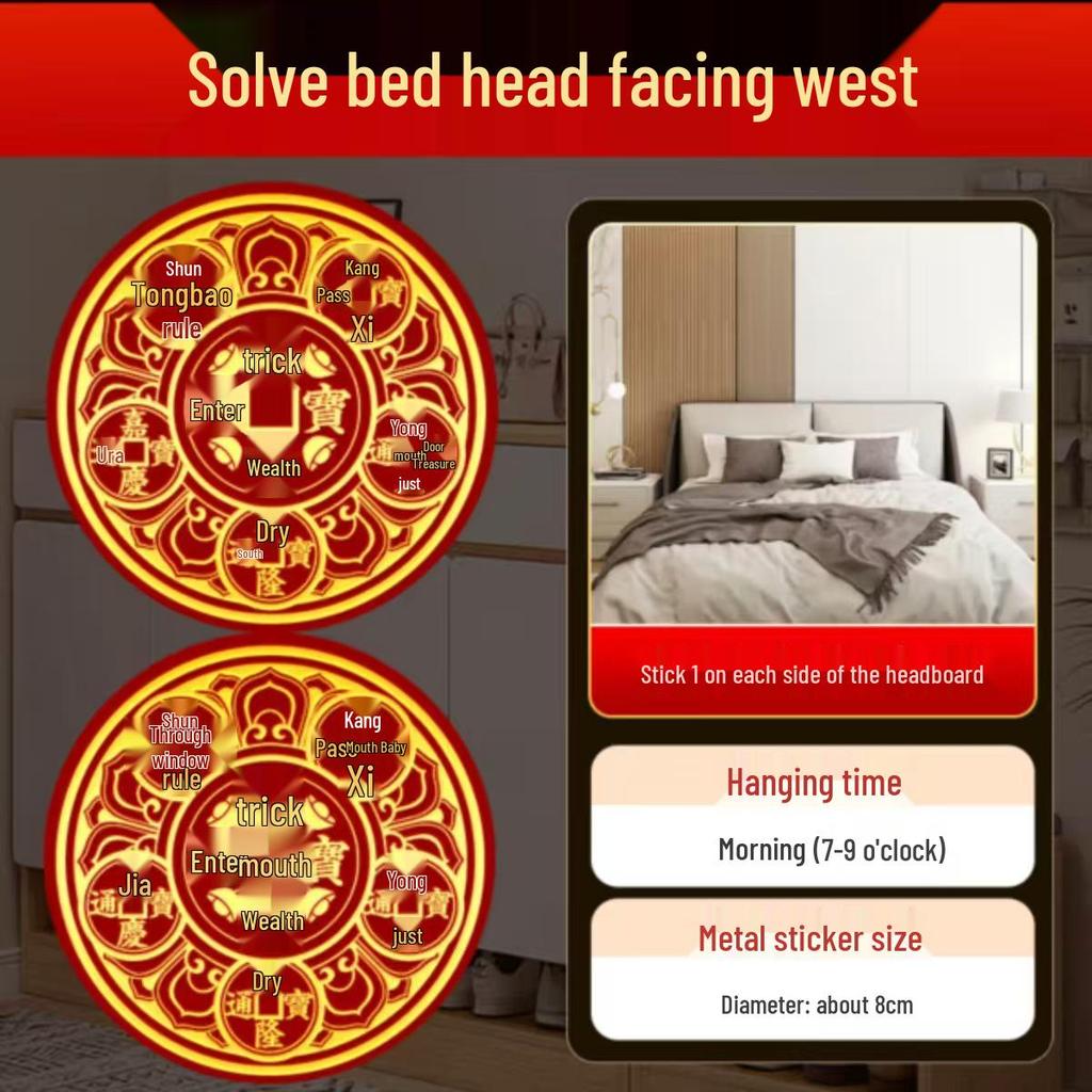 Five Emperors Coins Wealth & Treasure Metal Sticker for Entryway