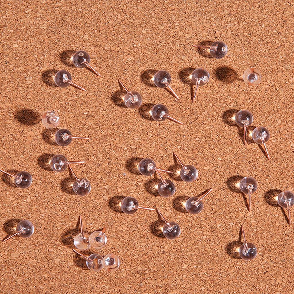 100pcs Rose Gold Thumb Tacks Large Size with Clear Round Head Elegant Designs Tacks Set for Bulletin Boards & Crafts