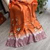 Summer Versatile Silk Scarf Premium Lijing Forging Long Scarf Travel Sunscreen Simulation Silk Flower Silk Scarf Women