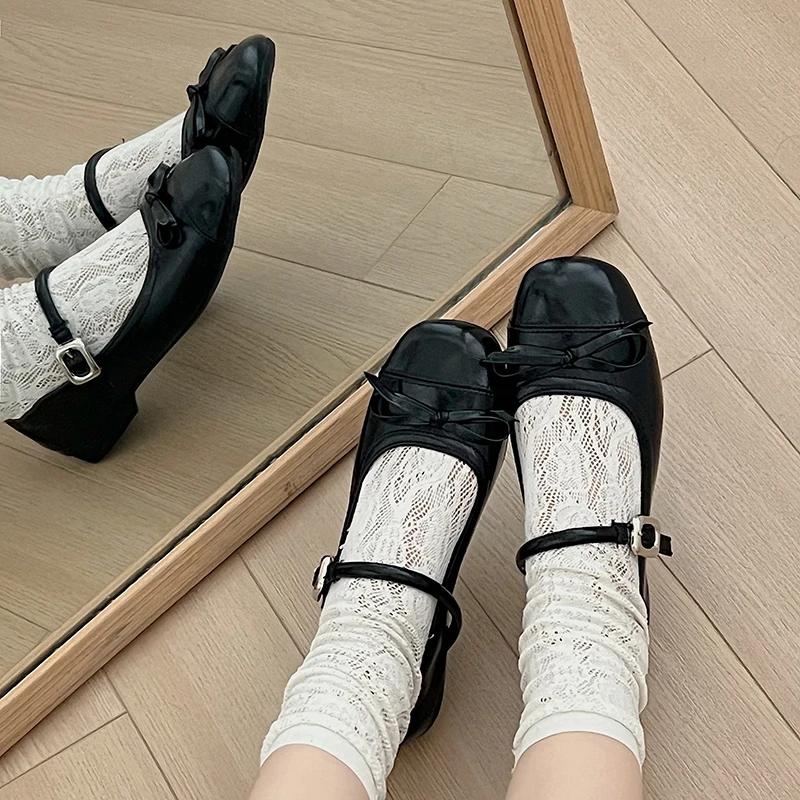 Značkové jaro Dámské Boty Mary Jane Móda Hranatá špička Dámské Pohodlí Měkká podrážka Ploché Dámské Pohodlné Baleríny Boty