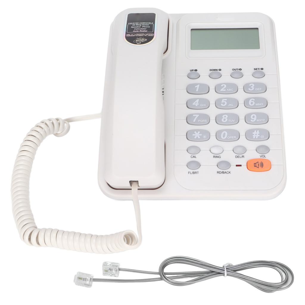 KXT2029CID Office Phone Office Hotel Home Fixed Landline Support Free Battery Extension Interface(White )