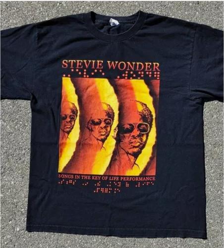 Stevie Wonder Tour AAA Alstyle Short Sleeve Black All Size Shirt Unisex T-Shirt M