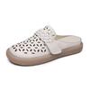 2025 summer new hole sandals first layer cowhide retro style soft sole comfortable middle-aged and elderly mother shoes half slippers