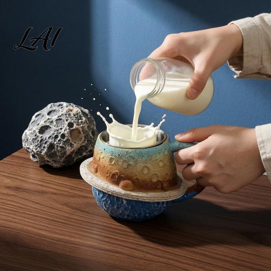 Home And Office Tea Mug 300ml 3D Planet Coffee with Stainless Steel Liner Realistic Solar System Relief Water Themed Cup The Earth/Moon/Sun Drinking