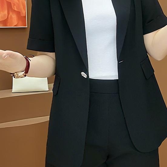 Women's 2 Piece Blazer Outfits Casual Short Sleeve Open Front Blazer And Shorts Set