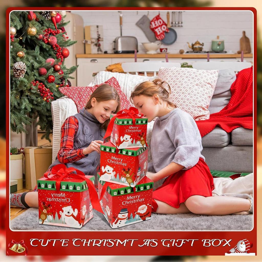 Christmas Stacking Boxes Party Scene Prop Christmas Nesting Empty Boxes For Bedroom Dining Room Living Room Yard Candies Toys
