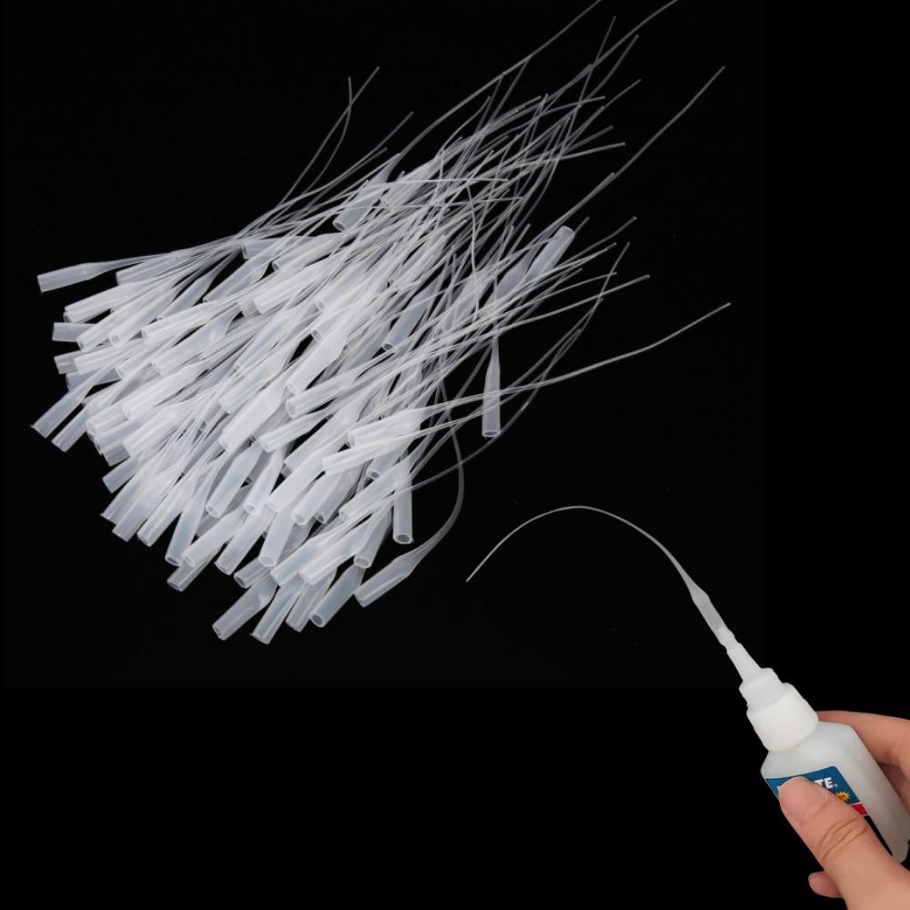 

100pcs Glue Micro-Tips Plastic Glue Bottle Tips Glue Extender Precision Applicator Dropping Tube Nozzle For Crafting Lab white