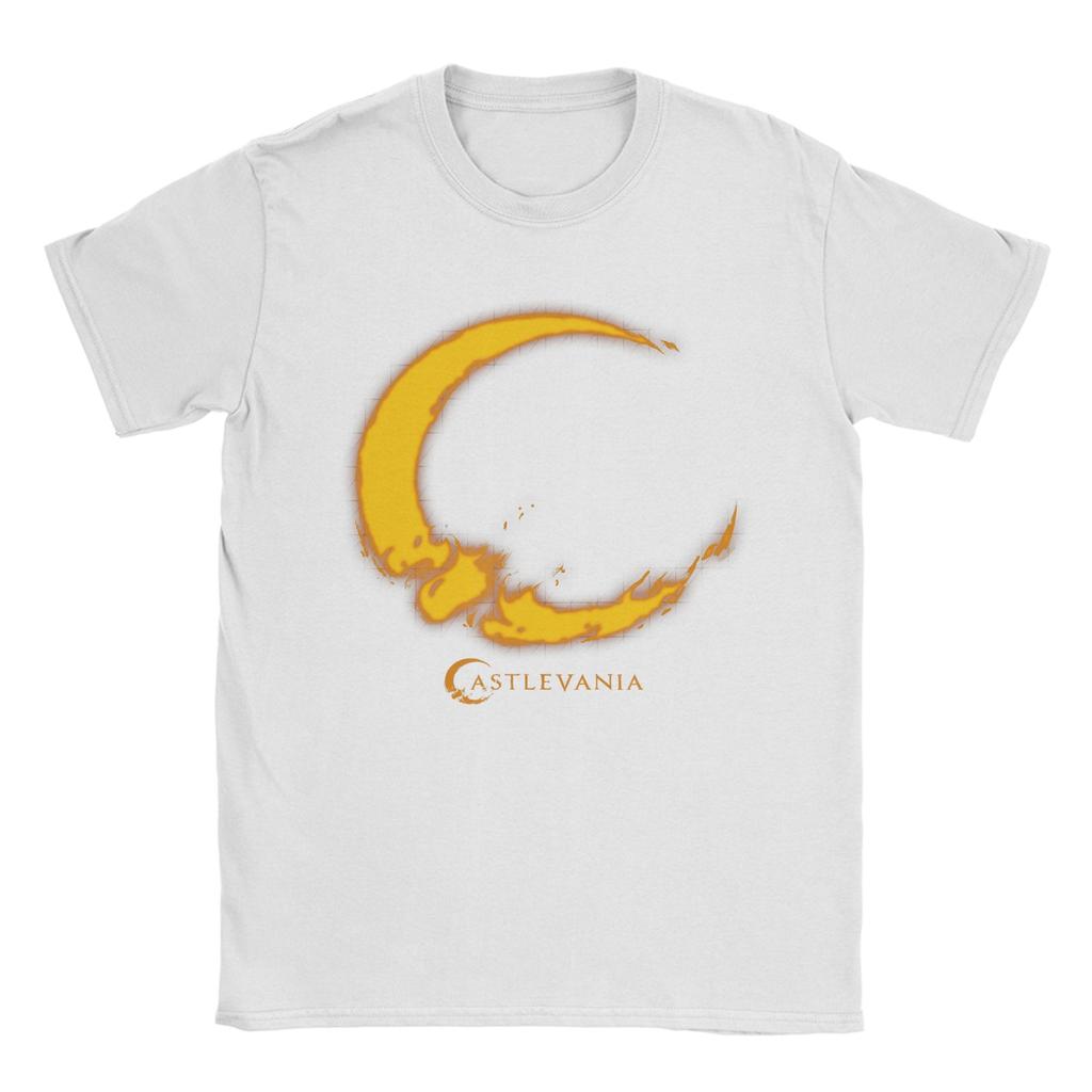 Castlevania Crescent Moon Fire Logo Hipster T Shirts  Pure Cotton Tee Shirt for Man Y2K Classic Loose Short Sleeve Clothing