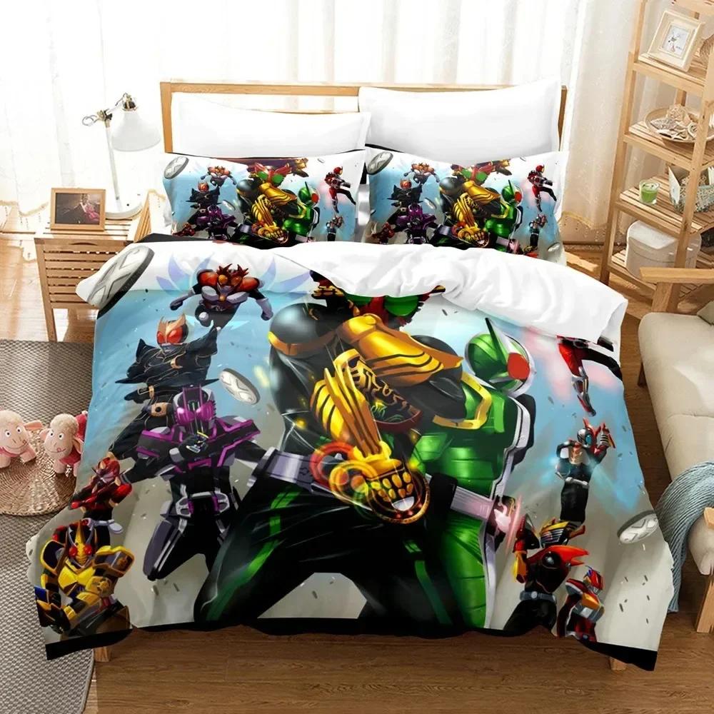 3D Kamen Rider Bedding Set Printed Bed Set With Pillowcase Bed Duvet Cover Soft Single Double Queen Super King Size Home Textile