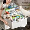 Large Household Storage Box with Handle Medicine Box Moisture-proof Dustproof Grocery Multilayer Storage Box Home Storage