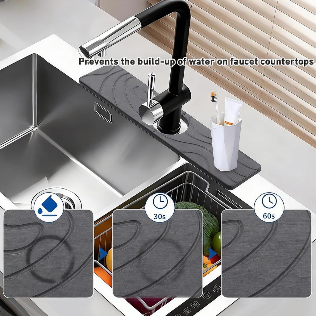 Stone Faucet Mat Anti-Slip Fast Water Absorbing Tray Stone Drying Mat For Kitchen Sink For Bathroom Counter Restroom Hotel Home
