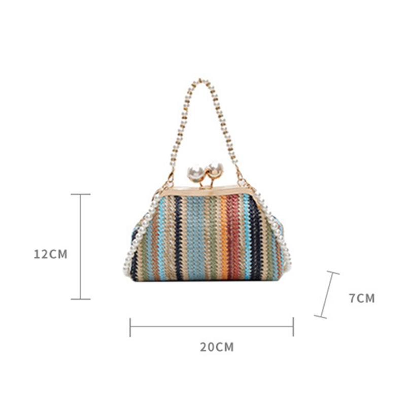 Summer Woven Straw Tote Bag Casual Beach Vacation Women Shoulder Bags Large Capacity Female Handbag KTB
