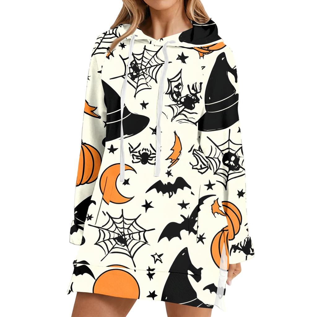 Women's Fashion Casual Long Sleeve Hoodie with Halloween Print for Fall