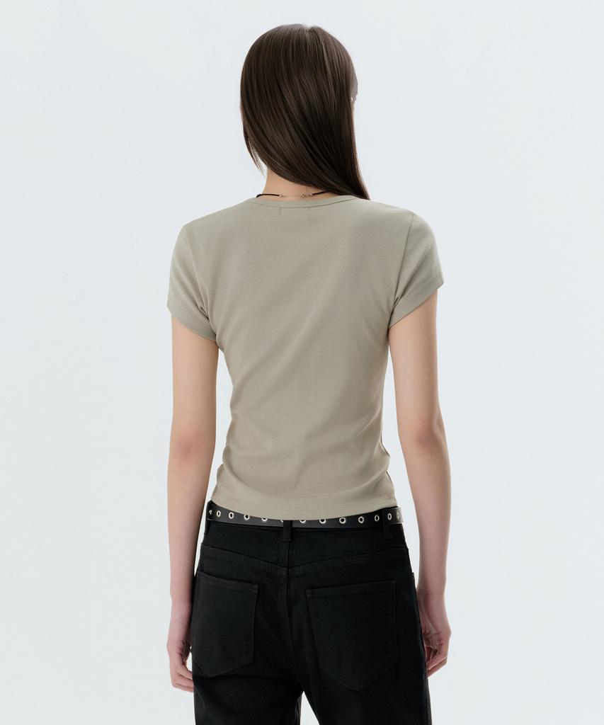 MUSINSA STANDARD WOMAN Women'S Slim Crew Neck T-Shirt [Khaki Beige]