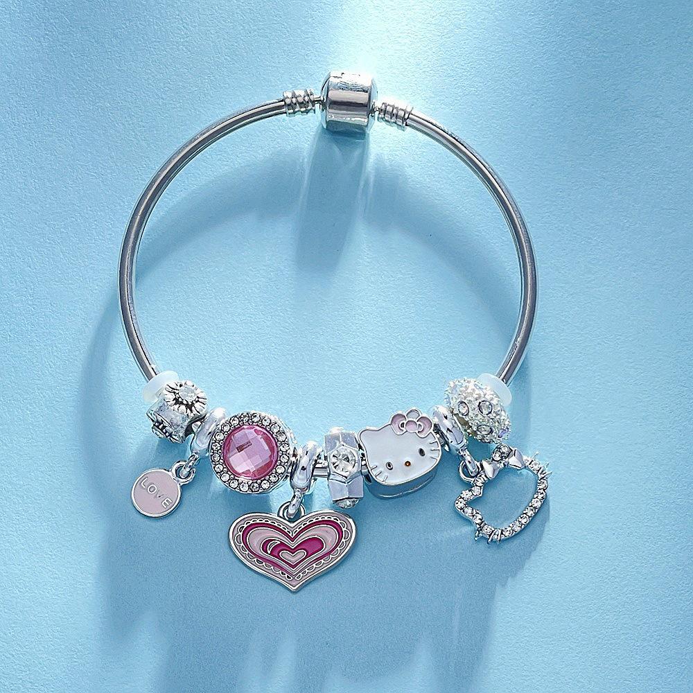 Hello Kitty Rosa Pandora Armband - Niedliches Cartoon-Katzen-Charme-Bügelarmband Schmuck