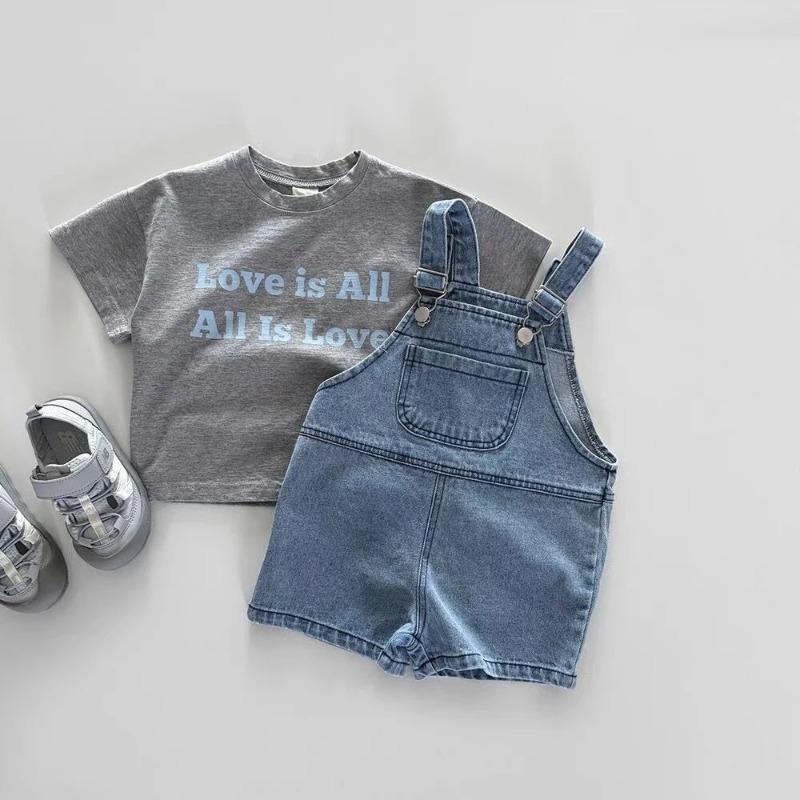 

Baby Spring Autumn Outfit Unisex Denim Overalls Trendy Korean Style Baby Clothes Including Denim Pants 73cm синий