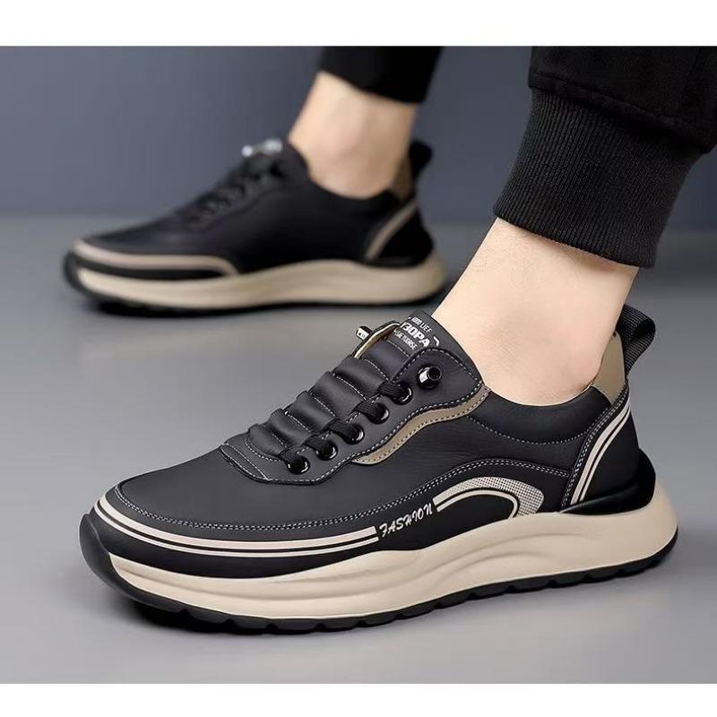 Men S Casual Sneakers Slip On Waterproof Leather Upper Fashion Shoes