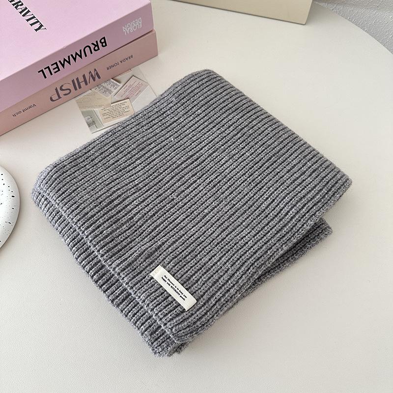 Autumn and Winter New Solid Color Knitted Wool Scarf Student Versatile Warm Scarf