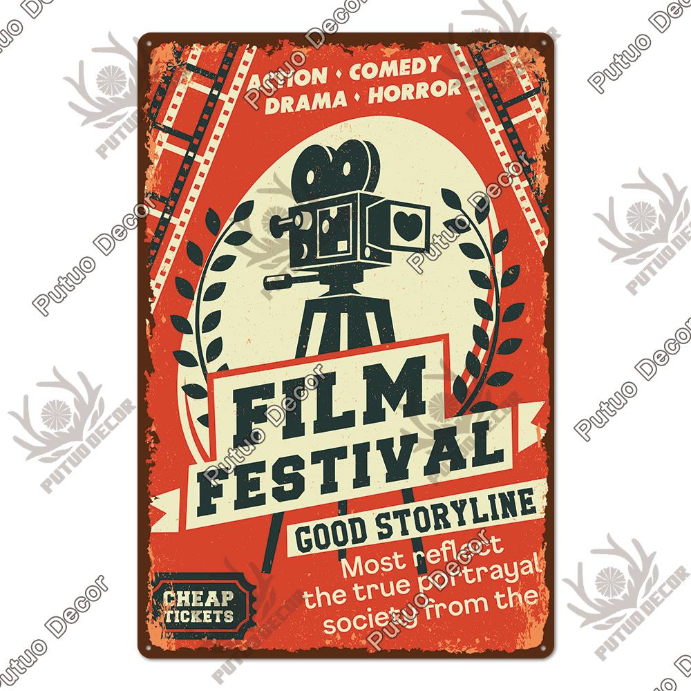 Decor Cinema Vintage Metal Plaque Metal Sign Tin Sign Iron Poster for Movie Theater Club Living Room Home Wall Decor