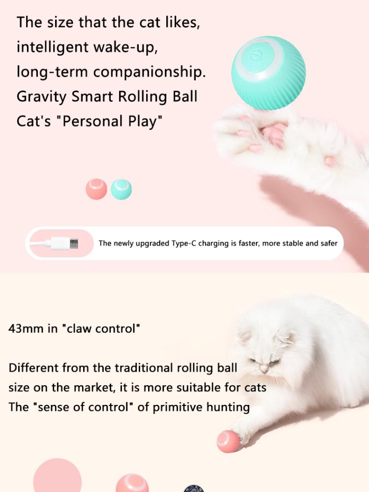 Smart Cat Toys Electric Cat Ball Automatic Rolling Ball Cat Interactive Toys Training Self-moving Kitten Toys for Indoor Playing