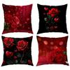 Red Rose and Love Heart Pattern Home Decor Pillow Cover Living Room Sofa Polyester Cushion Cover with Zipper