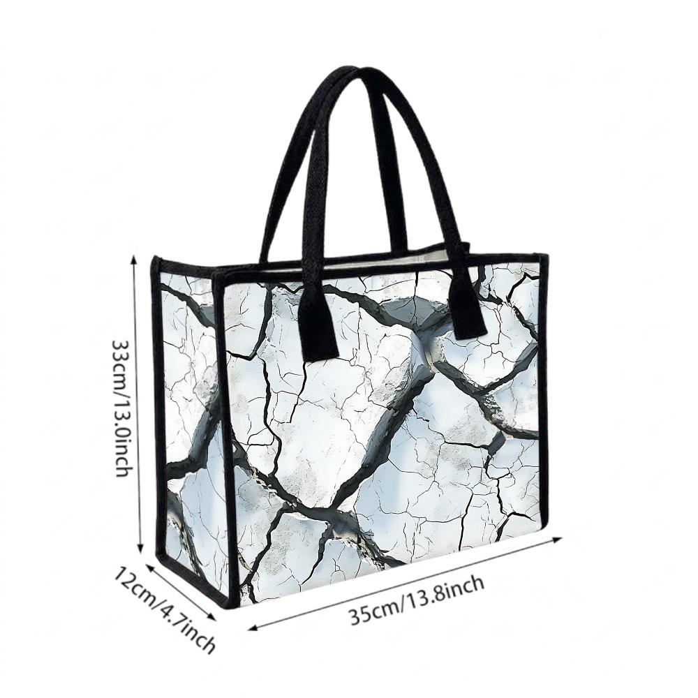 Marble Crack Pattern Tote Bag Casual Stylish Handbag for Daily Shopping Use