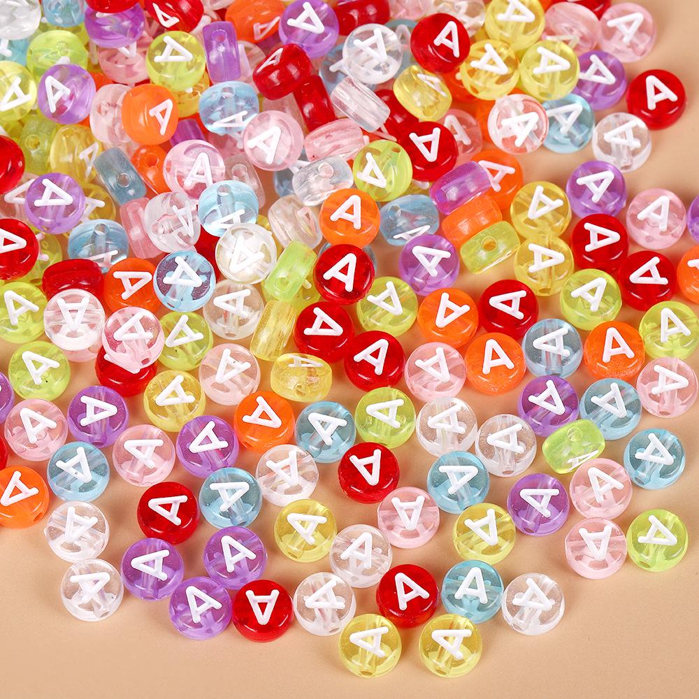 Acrylic Drip Oil Single Letter Flat Beads — Transparent DIY Bracelet Jewelry Accessories for Kids