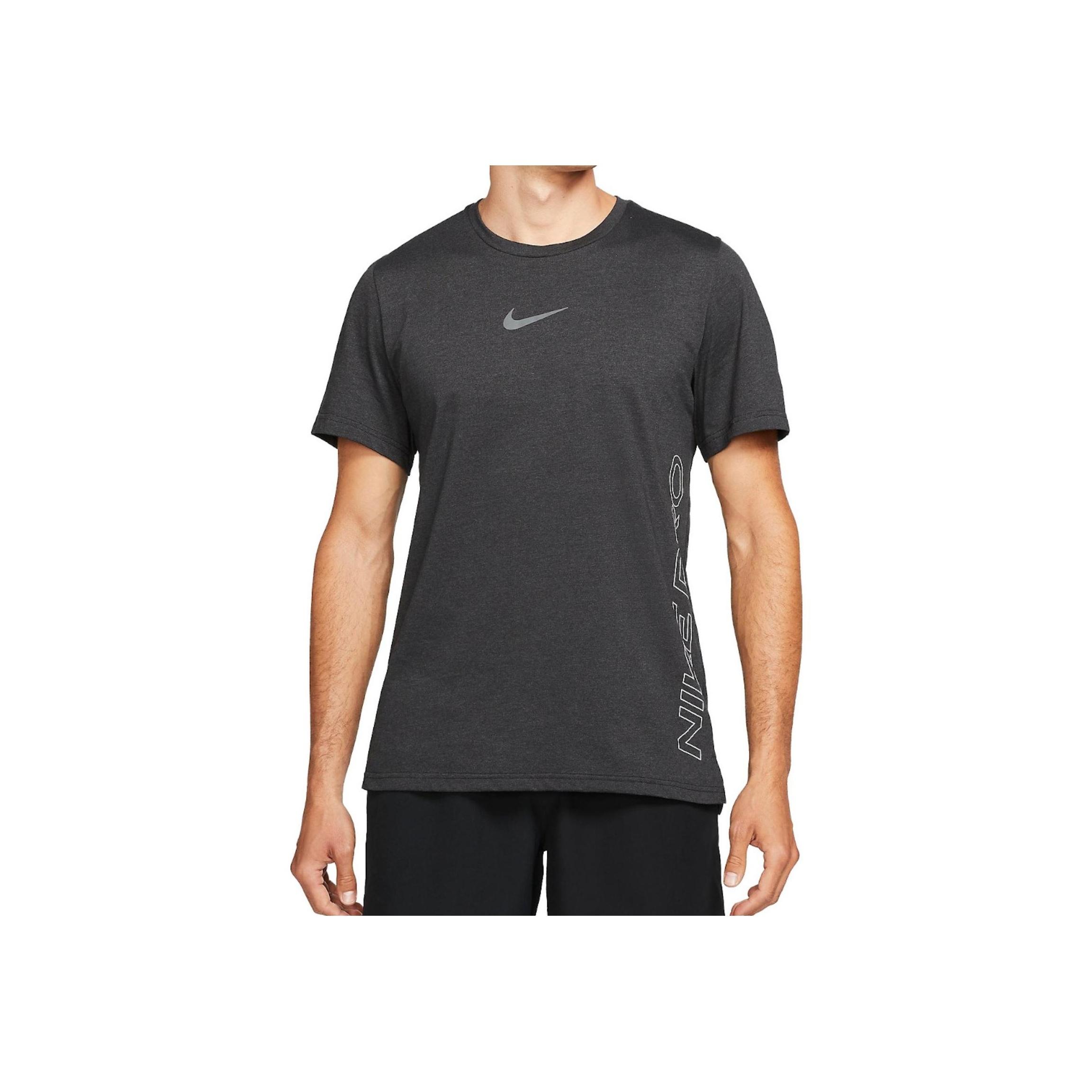 

Nike Футболка Pro Running Training с коротким рукавом и круглым вырезом, с буквенным принтом, мужская, угольного цвета DD1828-010 XXL