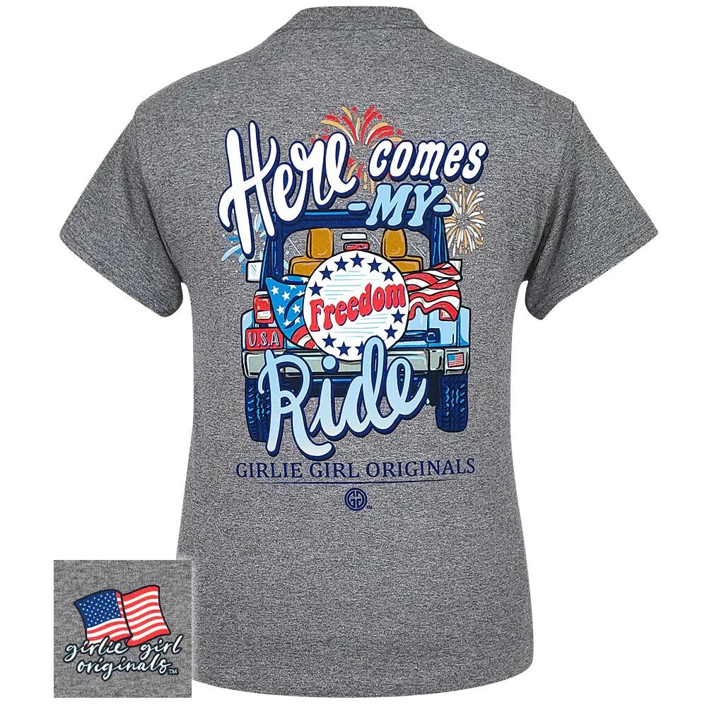New GIRLIE GIRL T Shirt HERE COMES MY FREEDOM RIDE 2XL