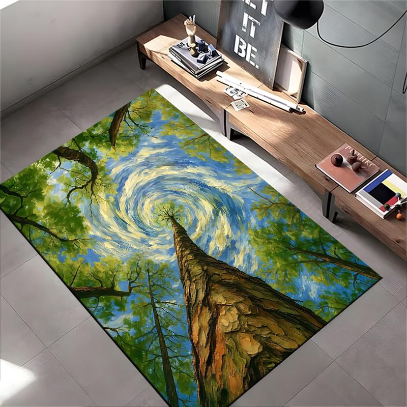"Nature Tree Spiral Sky Forest Themed Decorative Living Room Carpet" Suitable for Use As an Anti-slip for Living Room Bedroom Sofas