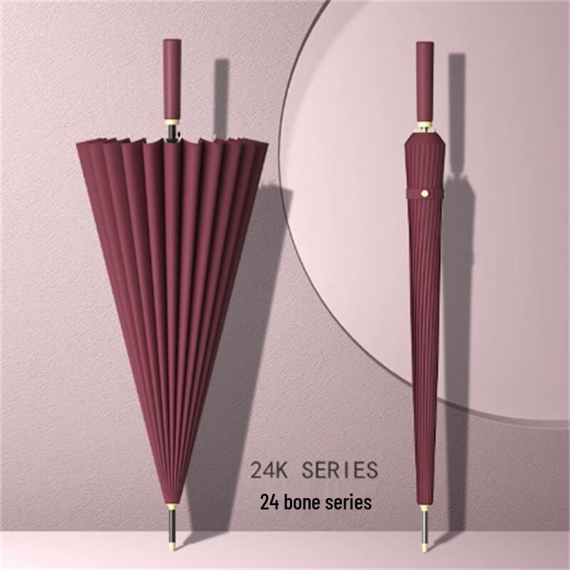 Heavy-Duty 24-Rib Semi-Automatic Long Handle Umbrella